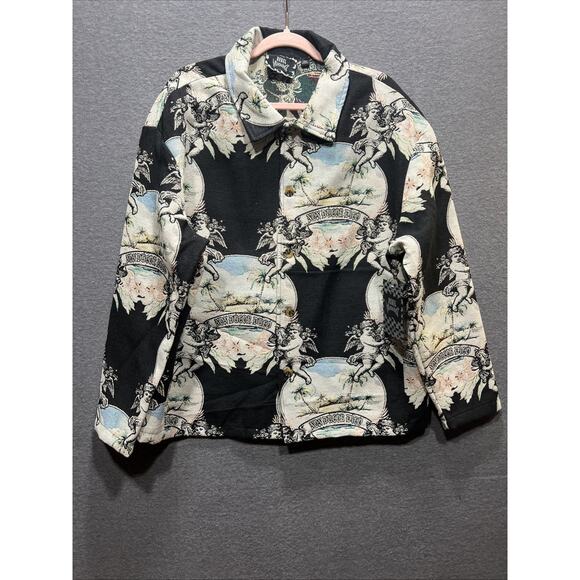 Rebel Vengeance Tapestry Jacket w/ A Cherub & Oasis Print Mens Size Large NWT - Picture 2 of 12